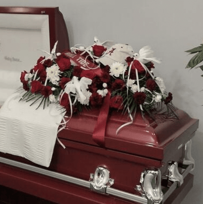 Orion Series | Maroon Steel Casket with White Interior