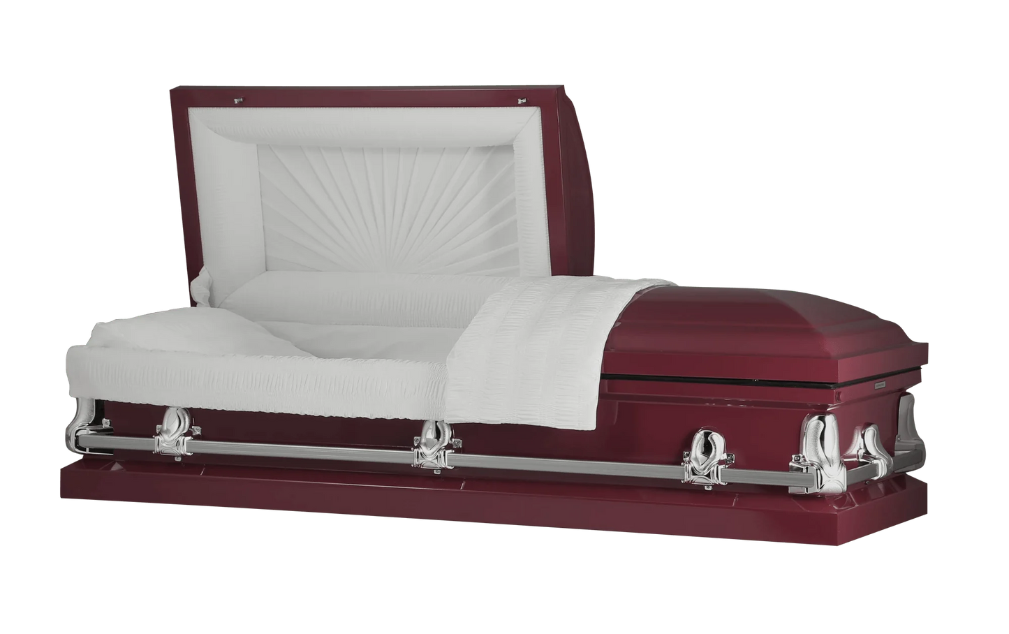 Orion Series | Maroon Steel Casket with White Interior