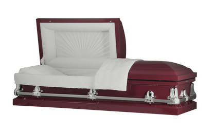 Orion Series | Maroon Steel Casket with White Interior