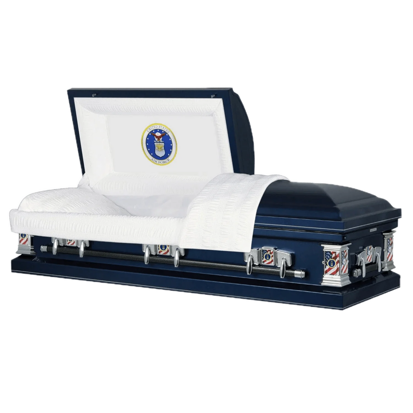 Veteran Premier | Air Force Dark Blue Steel Casket with White Interior
