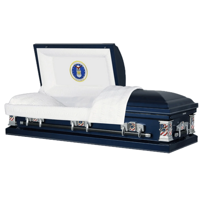 Veteran Premier | Air Force Dark Blue Steel Casket with White Interior