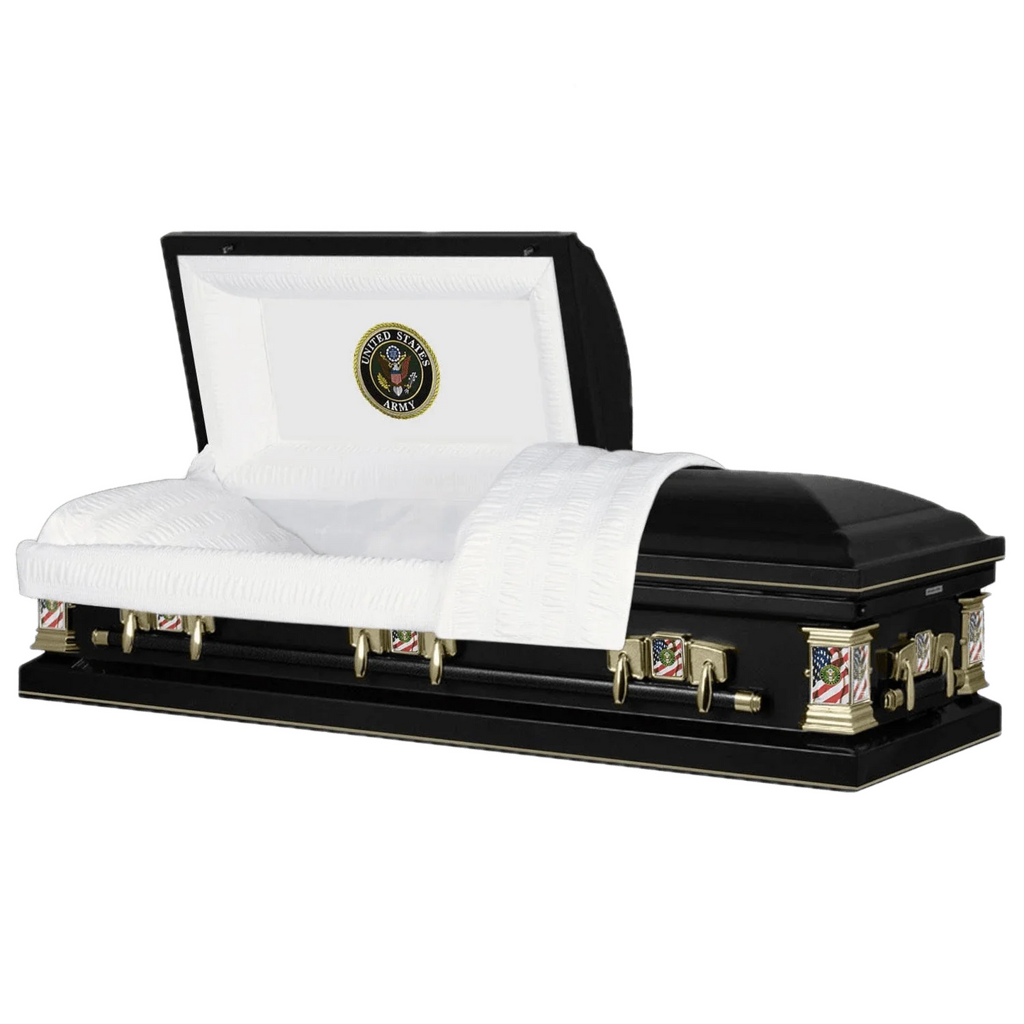 Veteran Premier | Army Black Steel Casket with White Interior