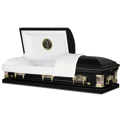 Veteran Premier | Army Black Steel Casket with White Interior