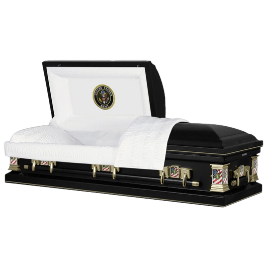 Veteran Premier | Army Black Steel Casket with White Interior