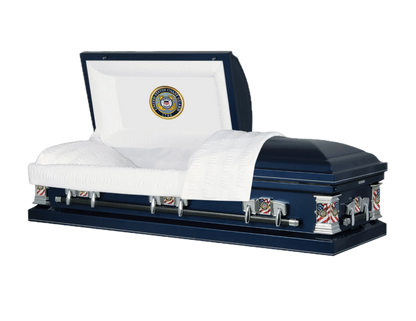 Veteran Premier | Coast Guard Dark Blue Steel Casket with White Interior