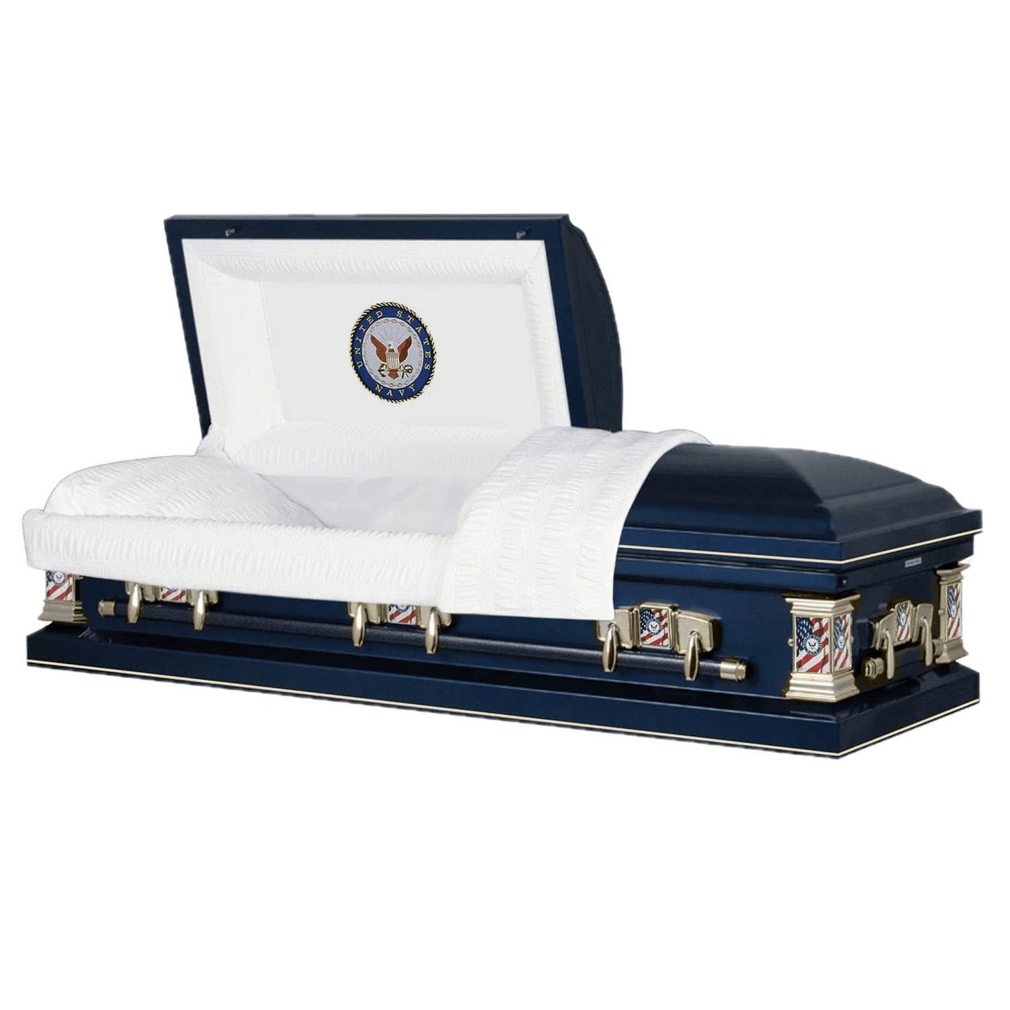 Veteran Premier | Navy Dark Blue Steel Casket with White Interior