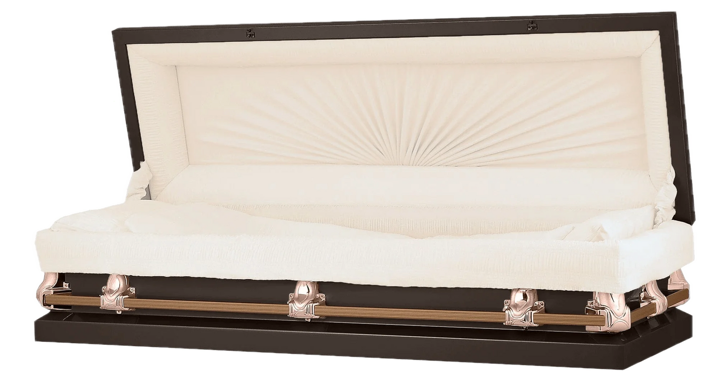 Full Couch Orion Series | Bronze Steel Casket with Rosetan Interior