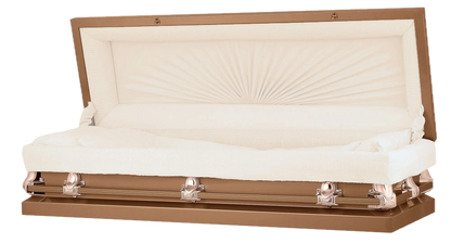 Full Couch Orion Series | Copper Steel Casket with Rosetan Interior