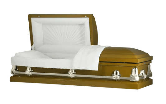 Orion Series | Gold Steel Casket with White Interior