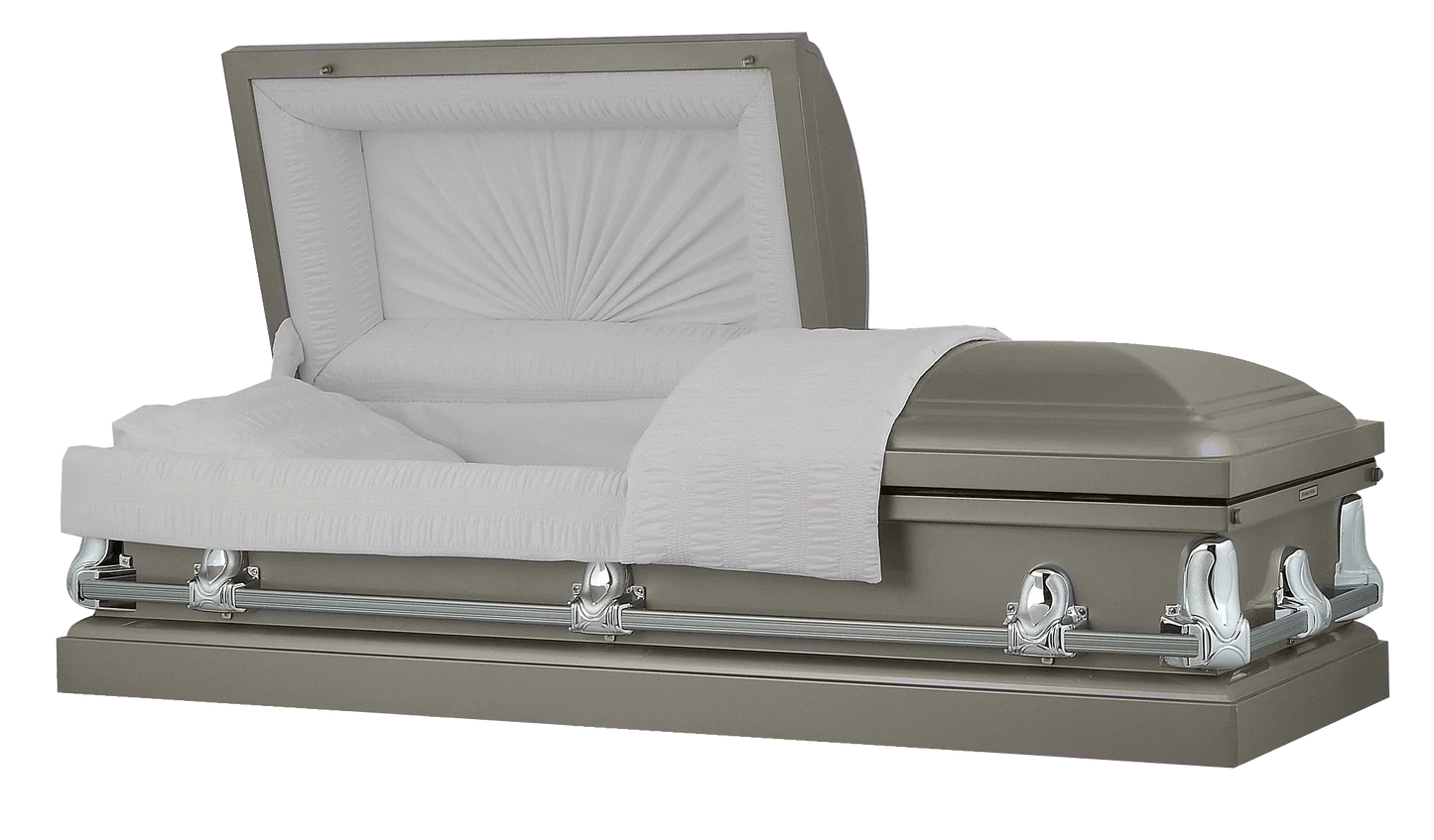 Orion Series | Gunmetal Steel Casket with White Interior
