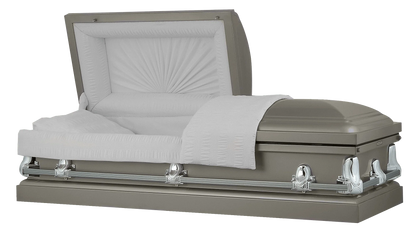 Orion Series | Gunmetal Steel Casket with White Interior