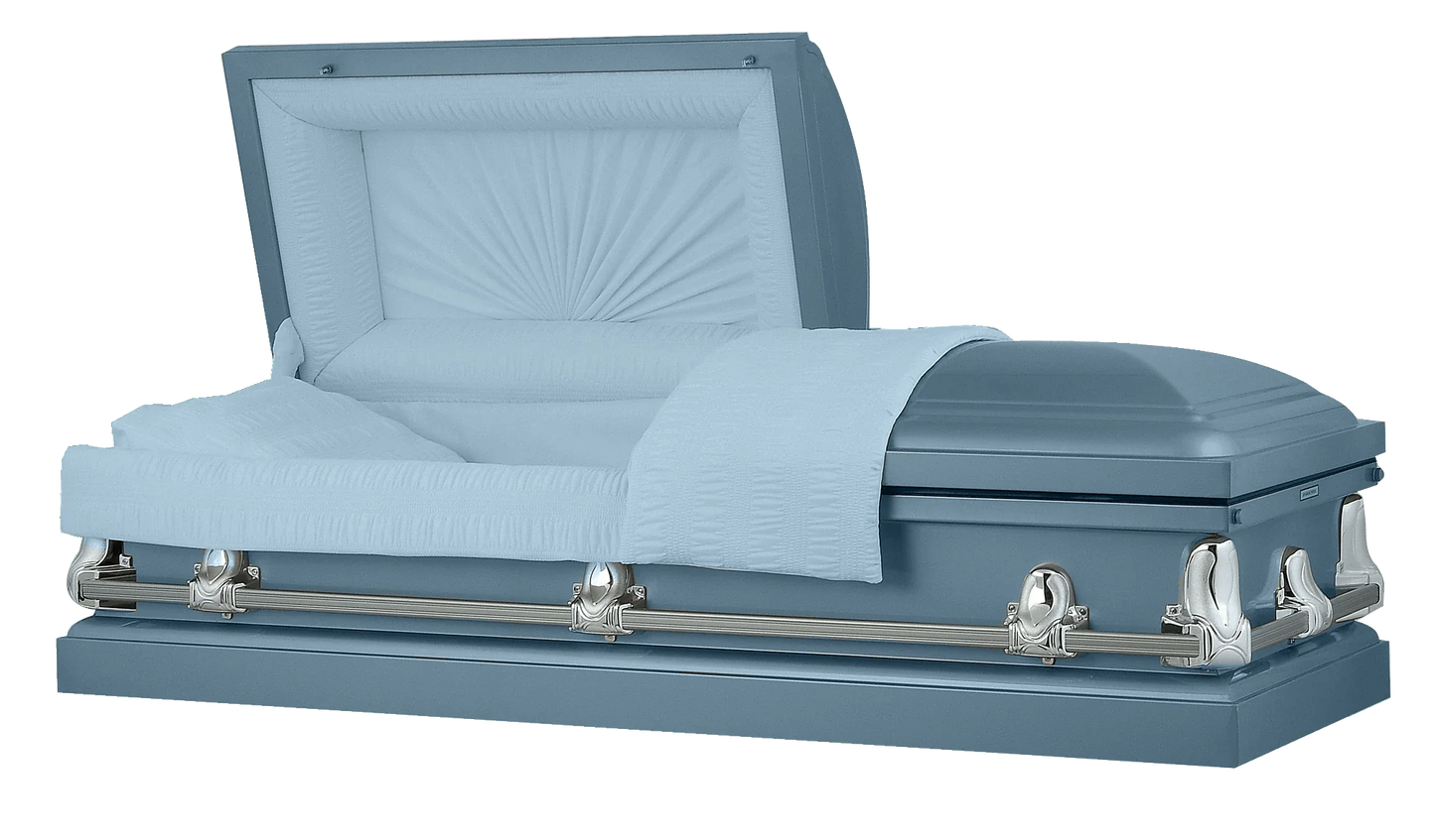 Orion Series | Light Blue Steel Casket with Light Blue Interior