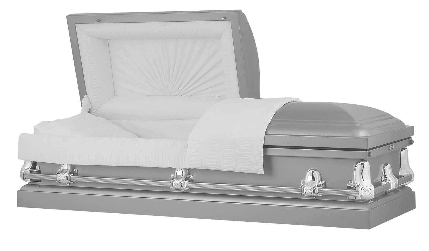 Orion Series | Silver Steel Casket with White Interior