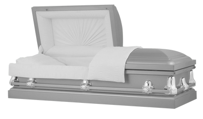 Orion Series | Silver Steel Casket with White Interior