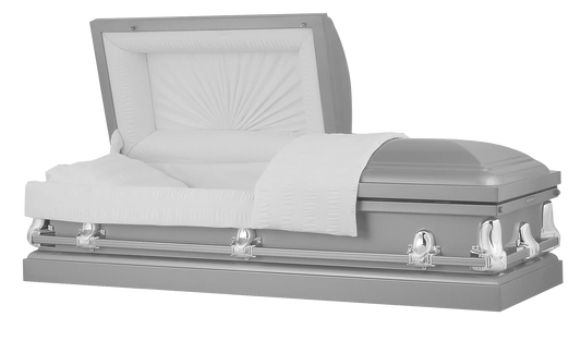 Orion Series | Silver Steel Casket with White Interior
