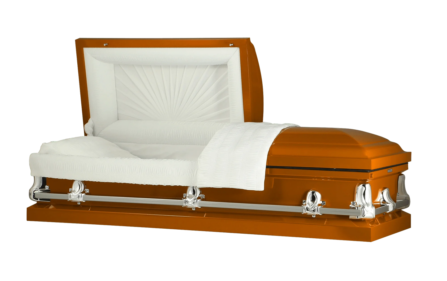 Orion Series | Orange Steel Casket with White Interior