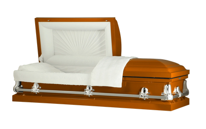 Orion Series | Orange Steel Casket with White Interior
