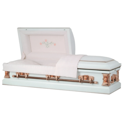 Paris Rose | White Steel Casket with Pink Interior