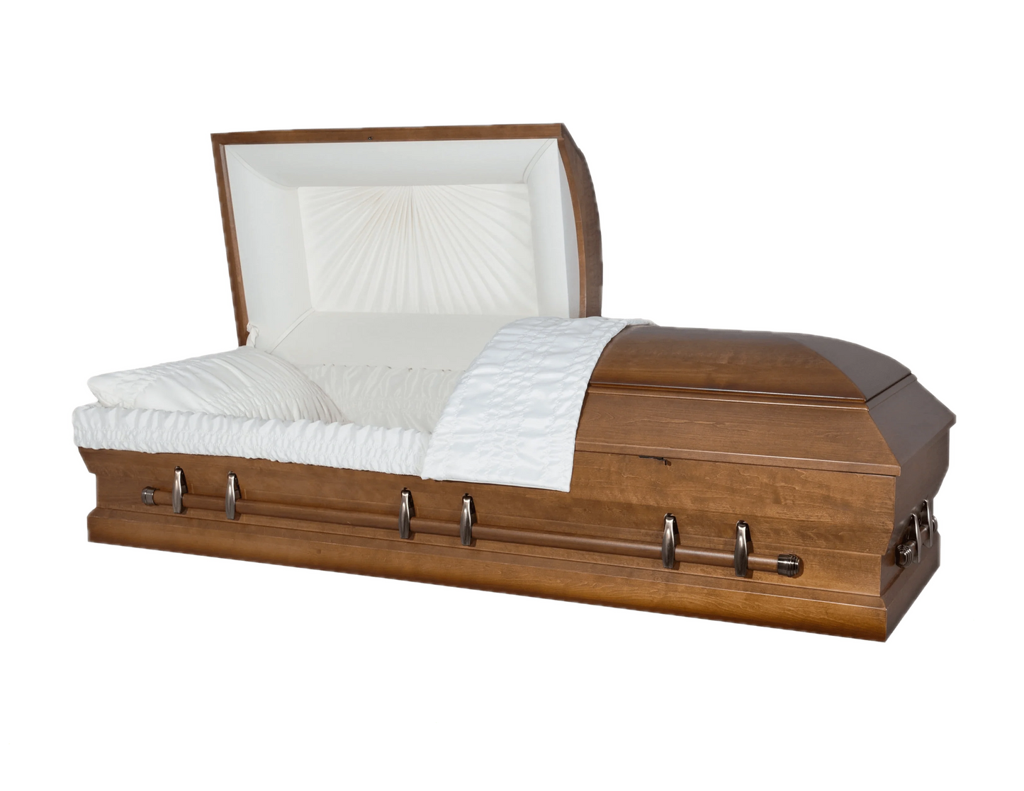 Poplar XL (Poplar) | Poplar Wood Oversize Casket with Rosetan Interior and Walnut Satin Stain | 26"
