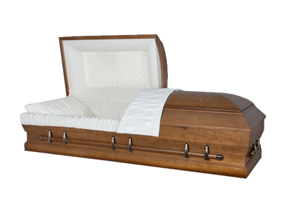 Poplar XL (Poplar) | Poplar Wood Oversize Casket with Rosetan Interior and Walnut Satin Stain | 26"