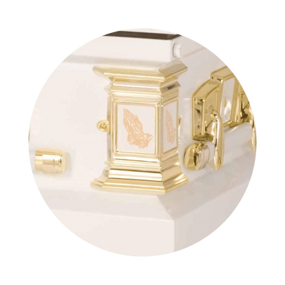 Praying Hands | White Steel Religious Casket
