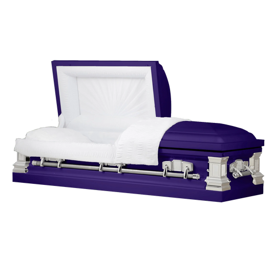 Satin Series | Royal Purple Steel Casket with White Interior