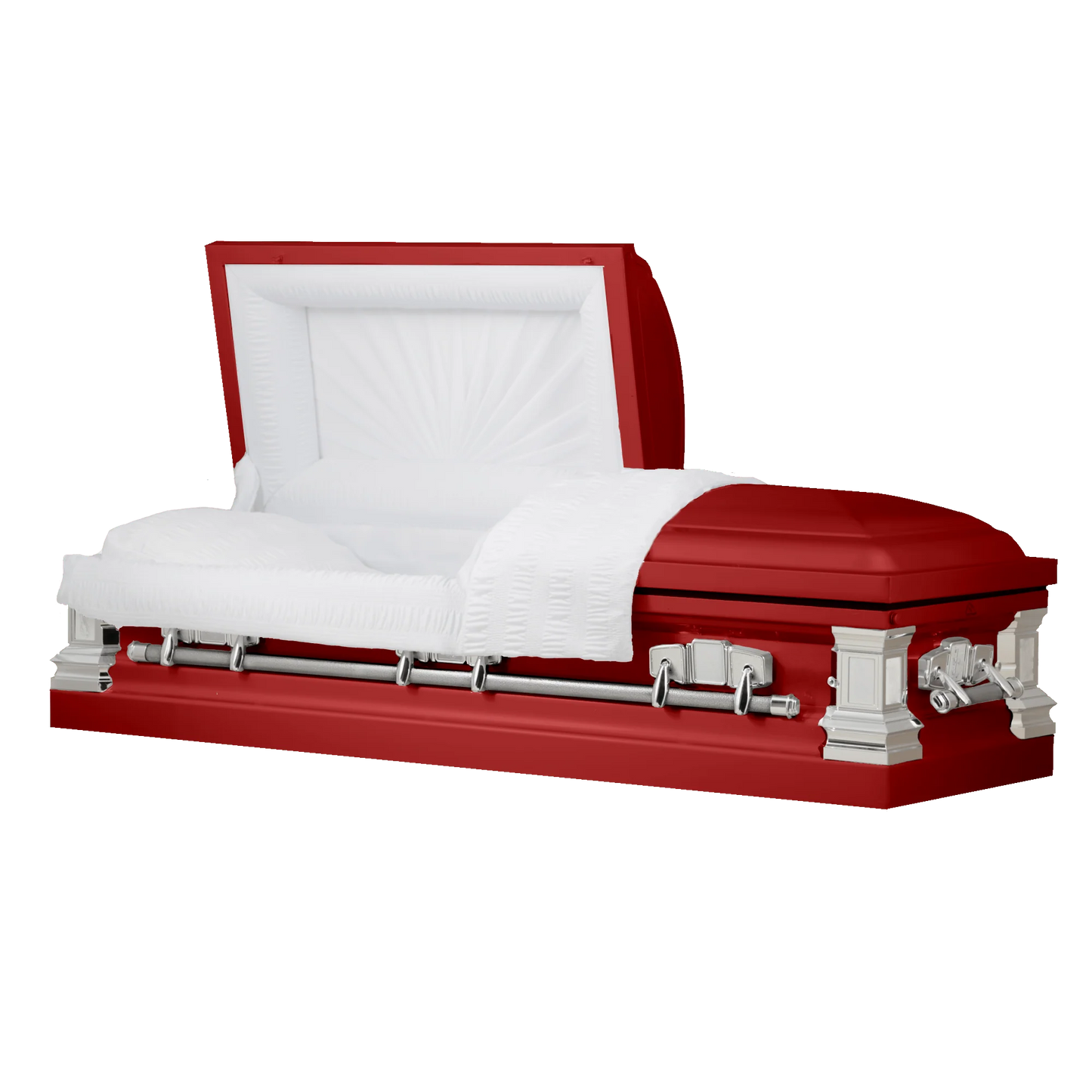 Satin Series | Red Steel Casket with White Interior