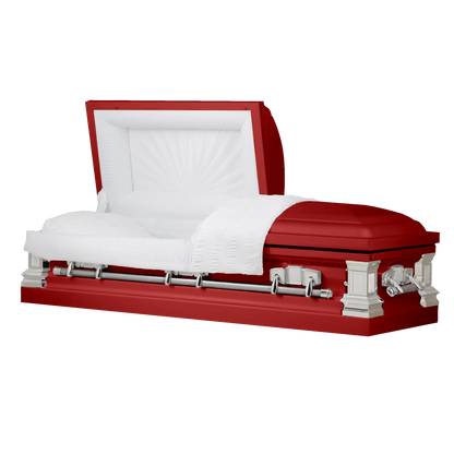 Satin Series | Red Steel Casket with White Interior