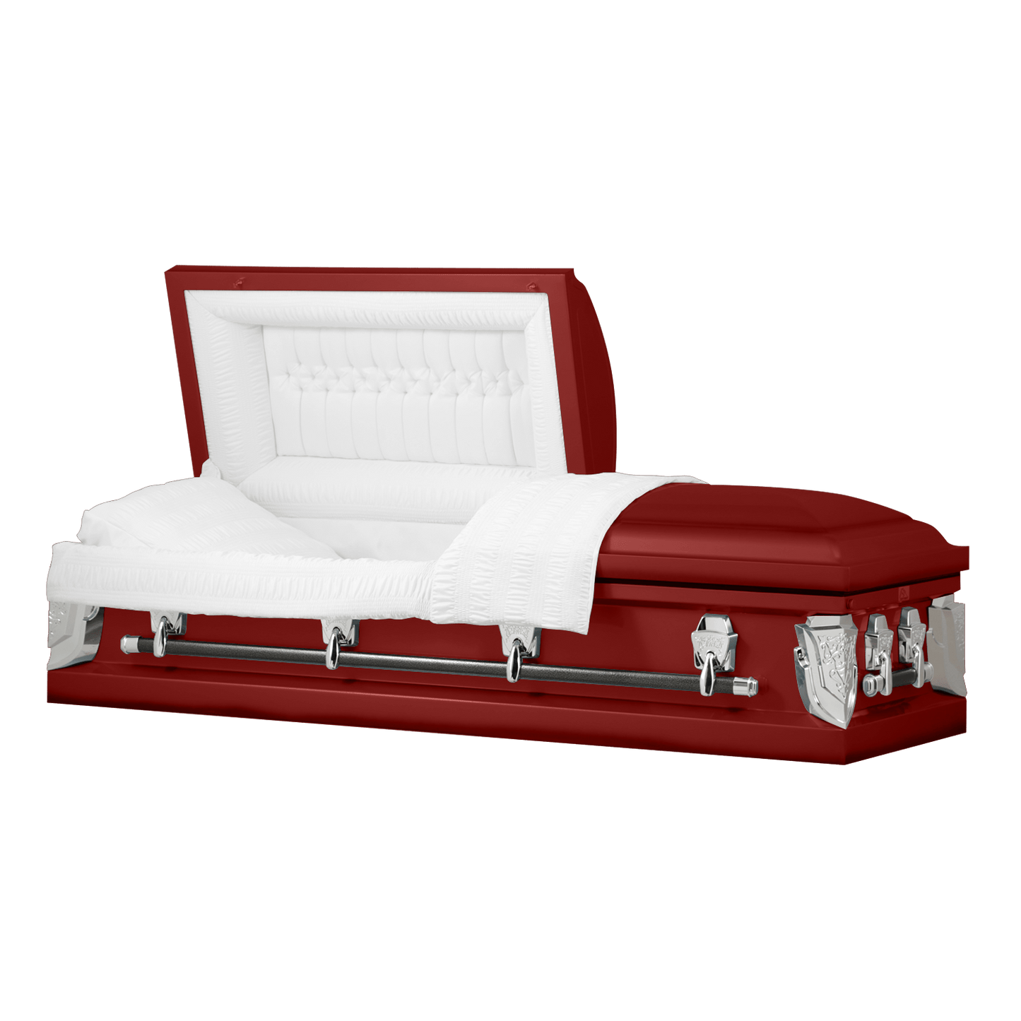 Cambridge Series | Red Steel Casket with White Velvet Interior - Titan Casket