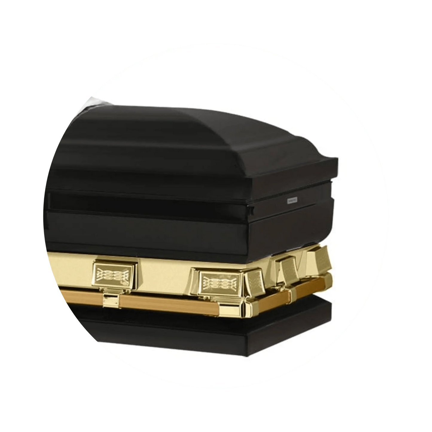 Reflections XL | Black and Gold Steel Oversize Casket with White Interior