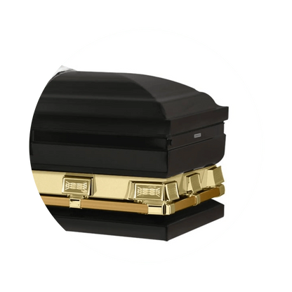 Reflections XL | Black and Gold Steel Oversize Casket with White Interior
