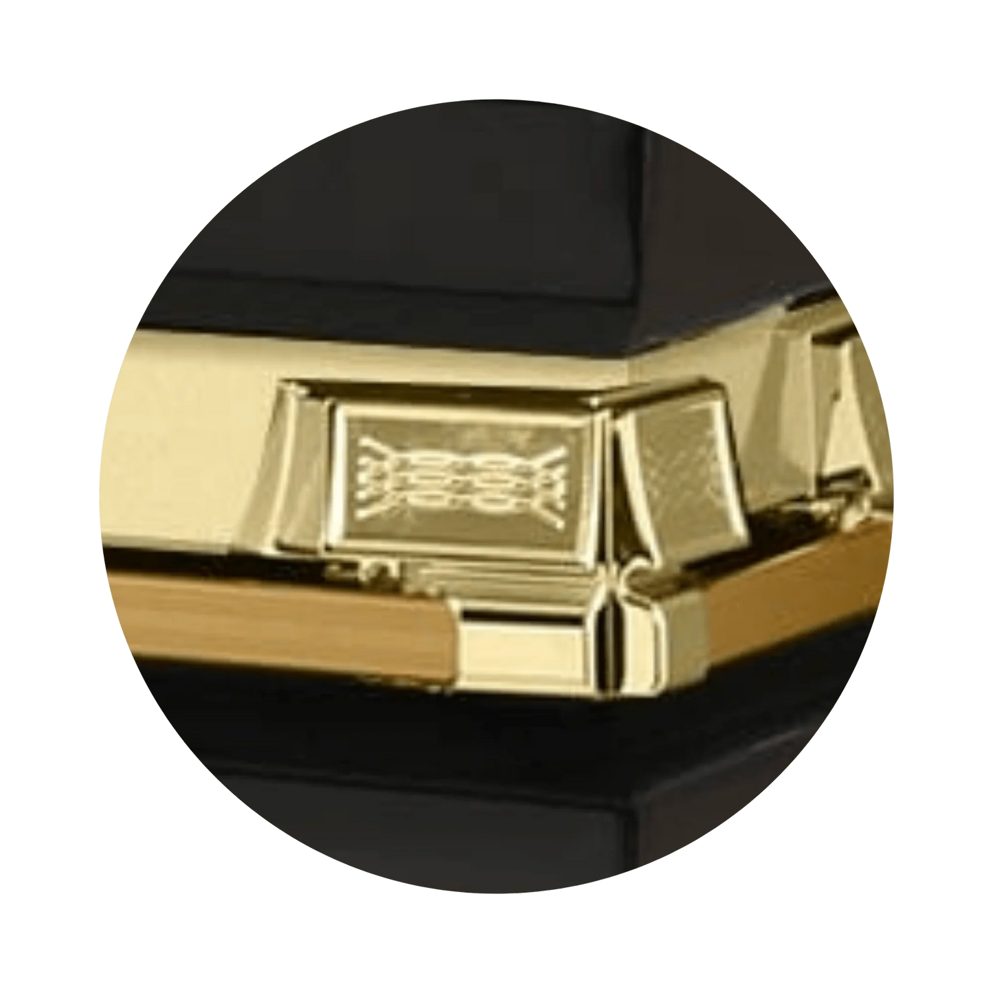 Reflections XL | Black and Gold Steel Oversize Casket with White Interior