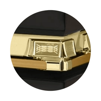 Reflections XL | Black and Gold Steel Oversize Casket with White Interior