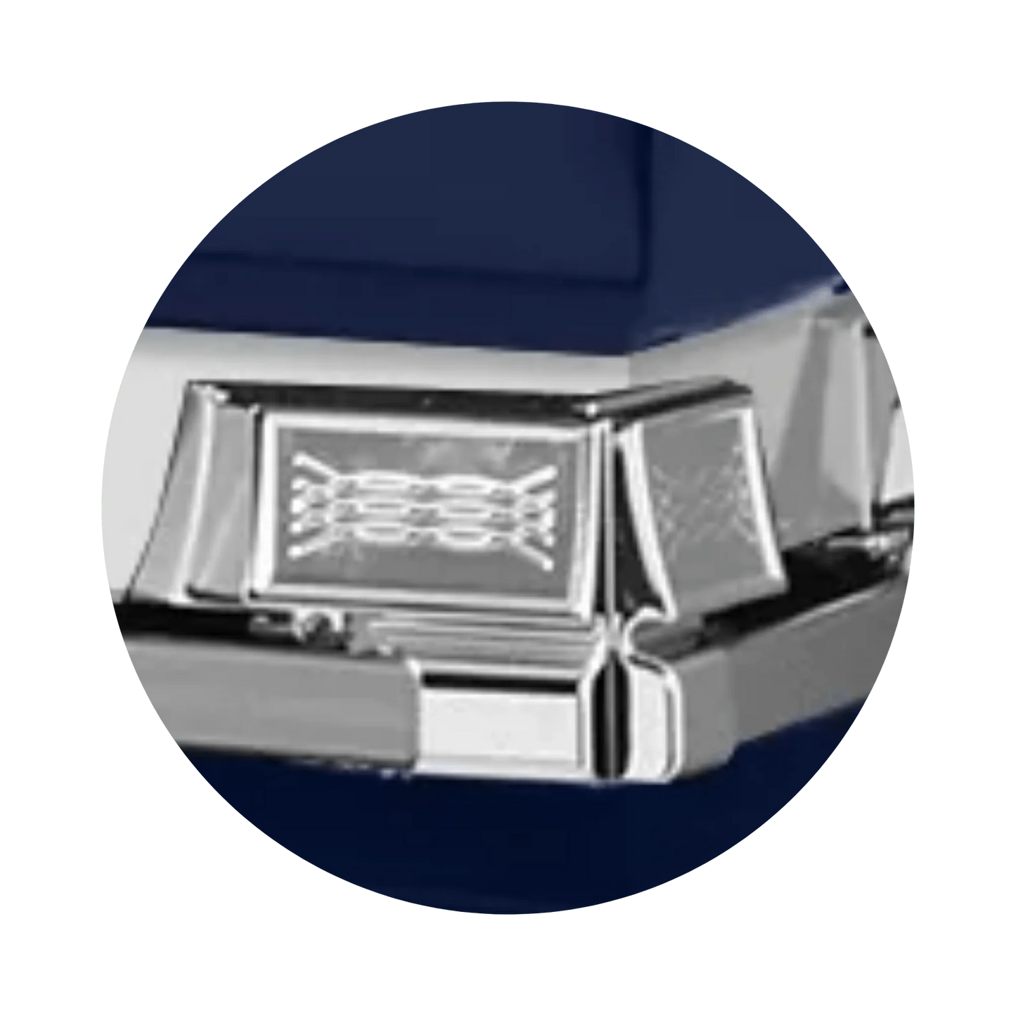 Reflections XL | Dark Blue Steel Oversize Casket with Light Blue Interior