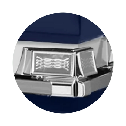 Reflections XL | Dark Blue Steel Oversize Casket with Light Blue Interior