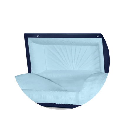 Reflections XL | Dark Blue Steel Oversize Casket with Light Blue Interior