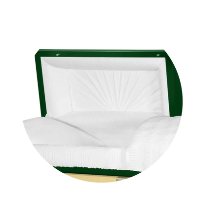 Reflections XL | Green Steel Oversize Casket with White Interior