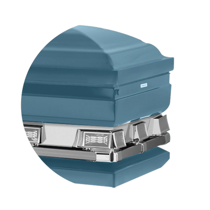 Reflections XL | Light Blue Steel Oversize Casket with Light Blue Interior