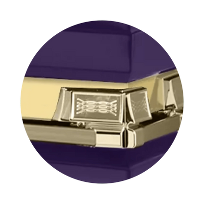 Reflections XL | Purple and Gold Steel Oversize Casket with White Interior