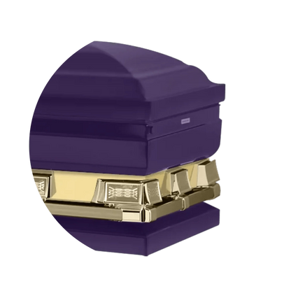 Reflections XL | Purple and Gold Steel Oversize Casket with White Interior