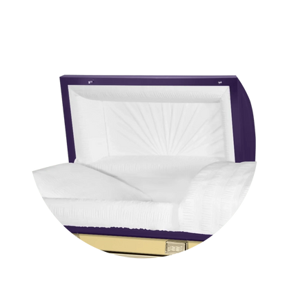Reflections XL | Purple and Gold Steel Oversize Casket with White Interior