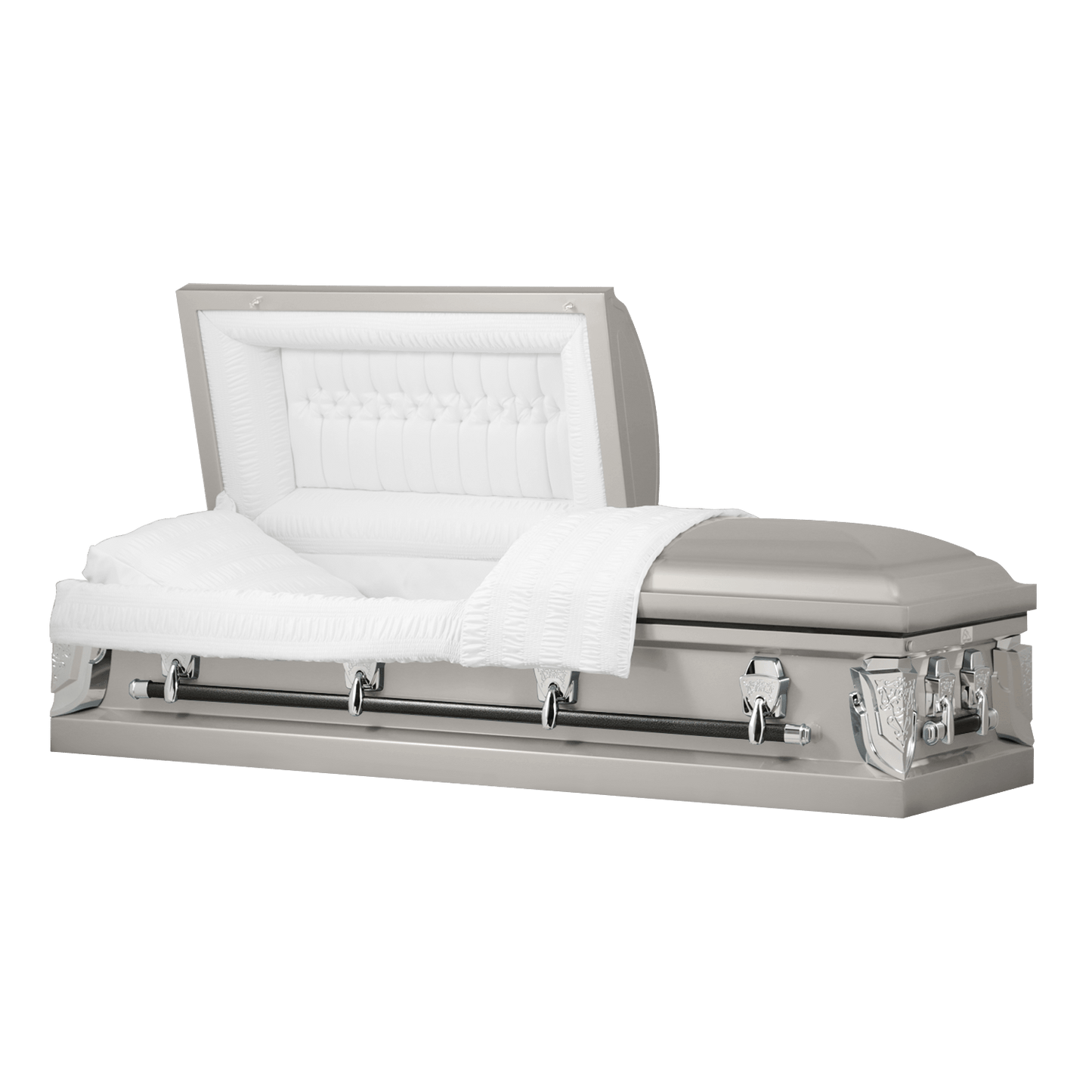 Cambridge Series | Silver Steel Casket with White Velvet Interior - Titan Casket