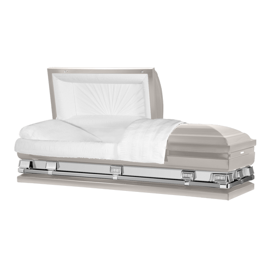 Reflections XL | Silver Steel Oversize Casket with White Interior - Titan Casket