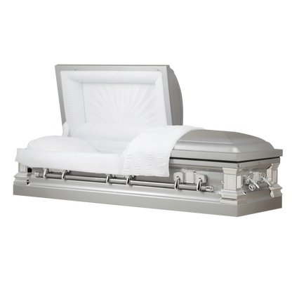 Satin Series | Silver Steel Casket with White Interior