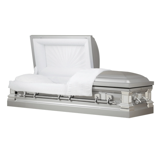 Satin Series | Silver Steel Casket with White Interior