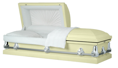 Orion Series | Soft Yellow Steel Casket with White Interior