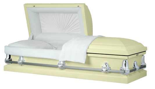 Orion Series | Soft Yellow Steel Casket with White Interior
