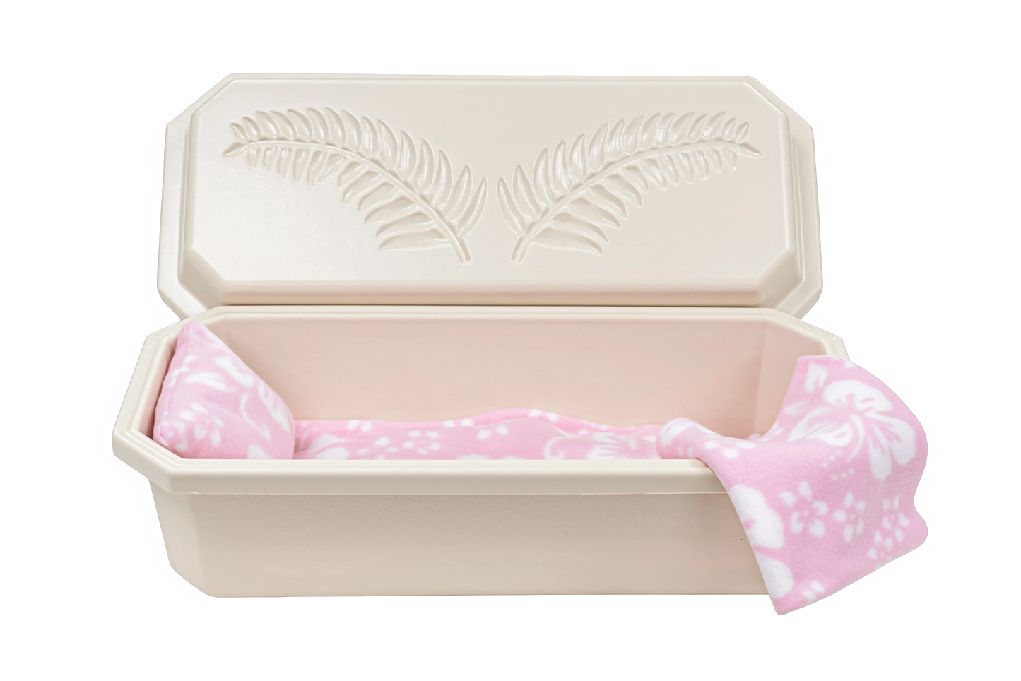 Standard Pet Casket | Almond With Pink Hibiscus