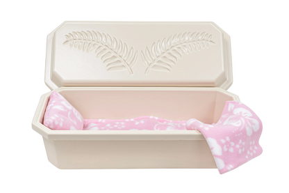 Standard Pet Casket | Almond With Pink Hibiscus