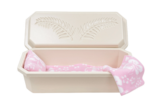 Standard Pet Casket | Almond With Pink Hibiscus